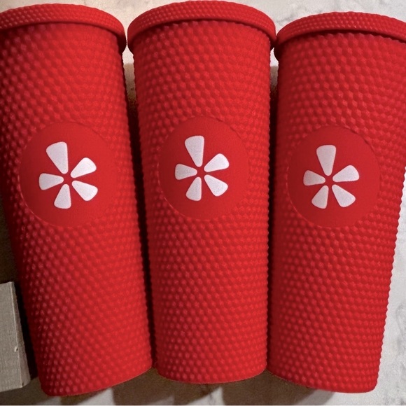 Red Textured Tumblers with Yelp Icon - Picture 1 of 3
